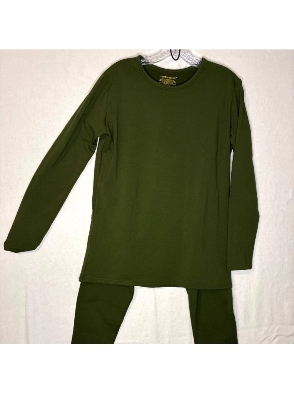 Thermajane Thermal Base Layer Set XL Olive Green Soft Stretch Long Underwear 2 P